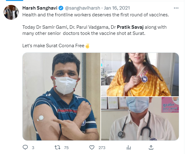 Harsh Sanghvi — IID Hospital Dr. Pratik Savaj recognition