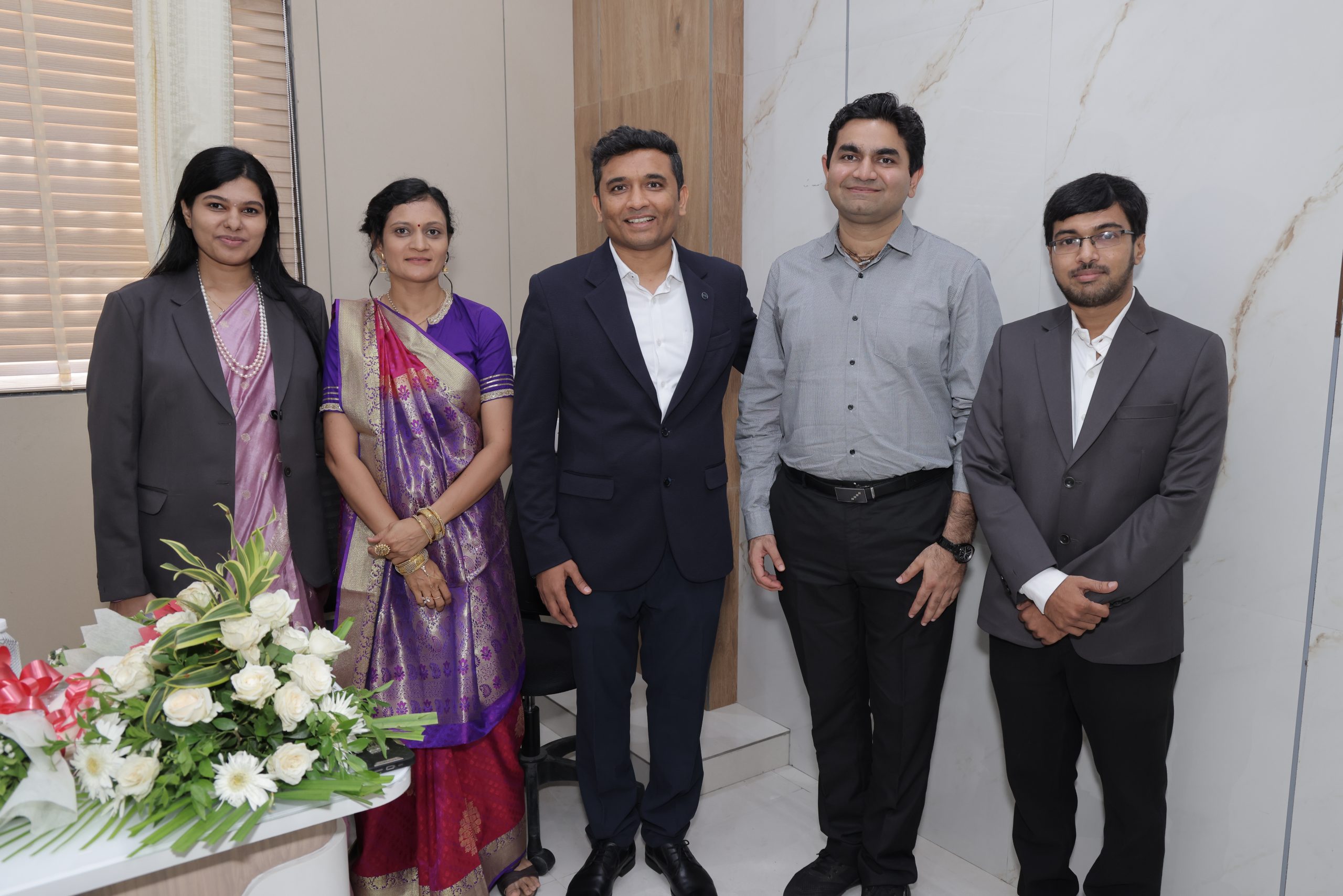 Dr. Pratik Savaj with distinguished guests at IID Hospital inauguration, Vesu Surat