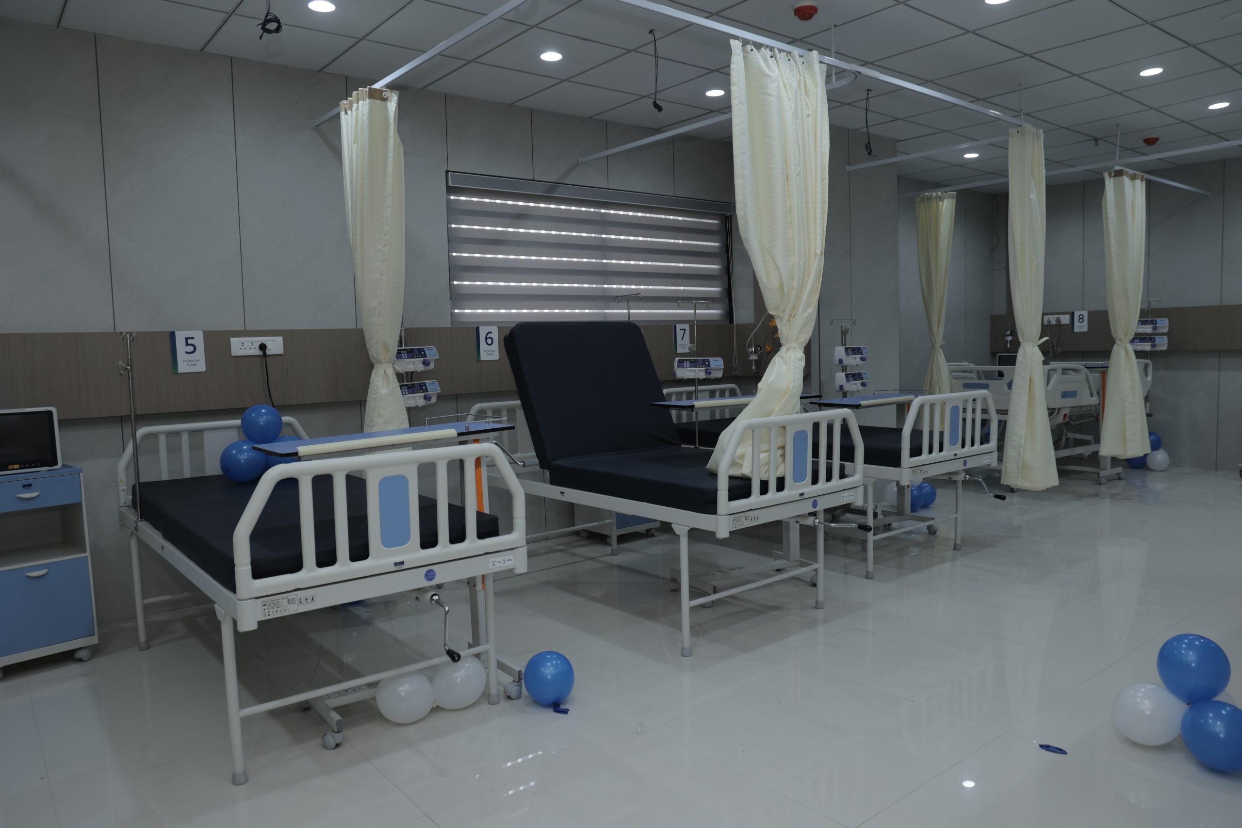 Patient care area in the economy ward at IID Hospital