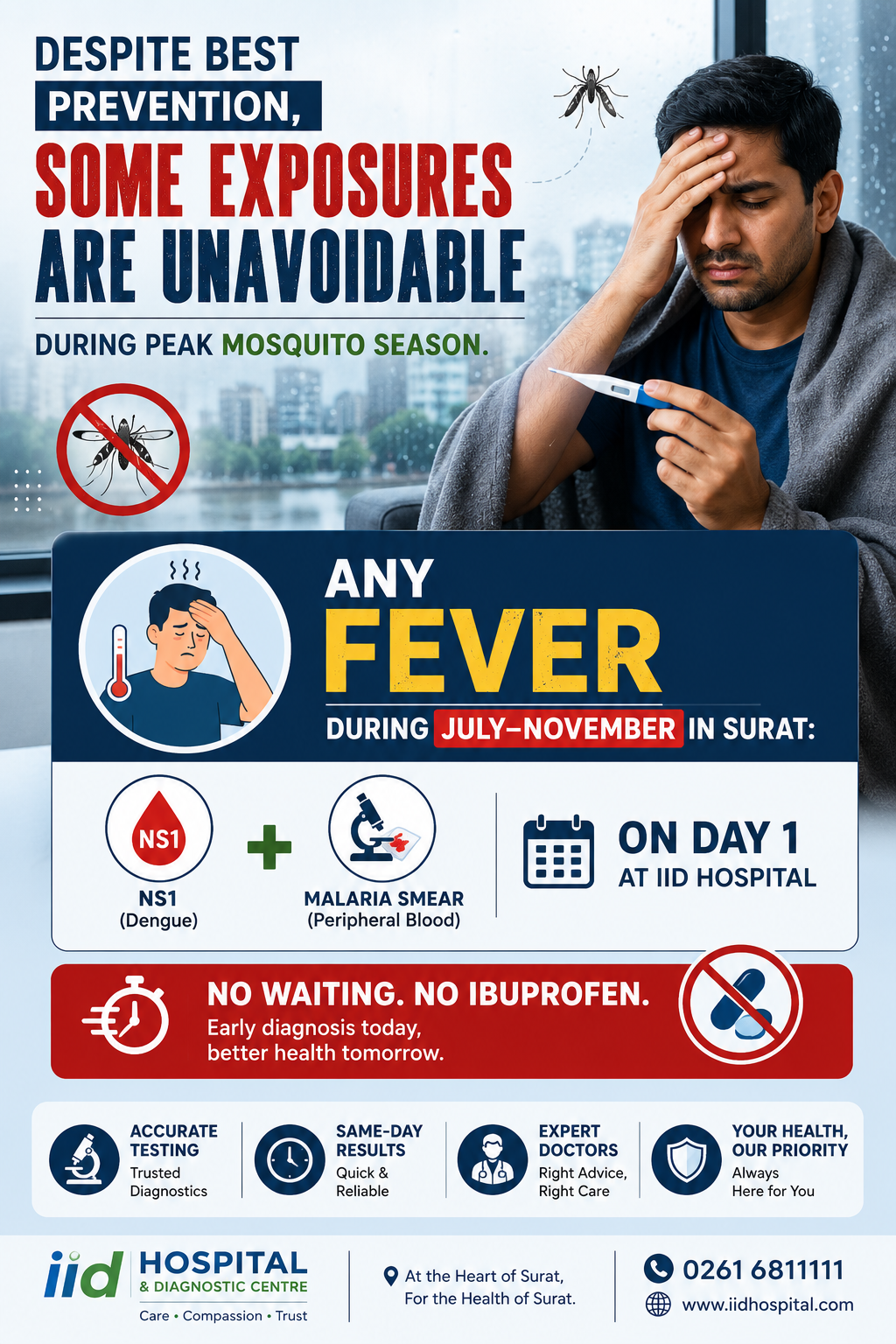Dengue malaria fever test IID Hospital Surat